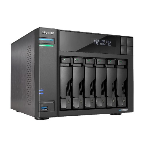 NAS Asustor AS6706T; Tower; 6x (3.5" SATA HDD/ 2.5" SSD); Intel Celeron N5105; 8GB DDR4 SODIMM (max. 16GB), 2x 2.5GbE, 4x M.2 2280 NVMe PCIe 3.0, 2x USB 3.2 Gen, 1x HDMI 2.0b, 1x optional 10 GbE card - 2770943
