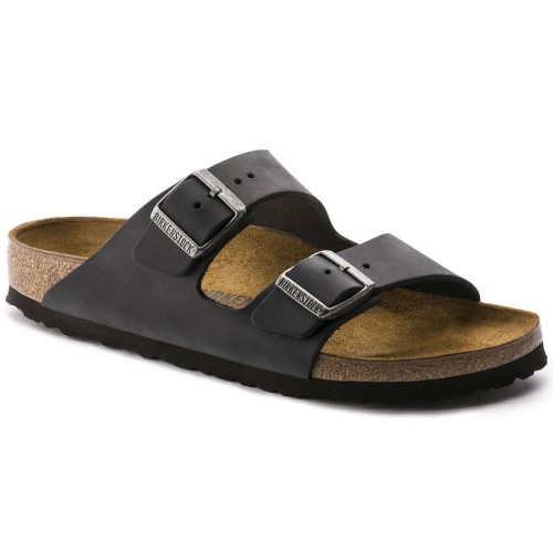 Klapki damskie Birkenstock Arizona Leather Oiled - black rozmiar: 38 - 2747713