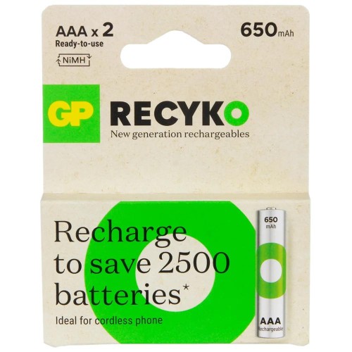 Akumulatorki AAA/R03 GP ReCyko Ni-MH 650mAh - 2 sztuki - 2266825
