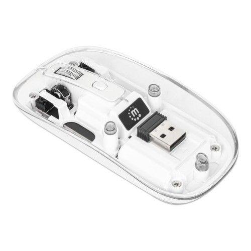 Mysz bezprzewodowa Manhattan 2.4GHz RF USB 1600dpi przezroczysta - 2273502