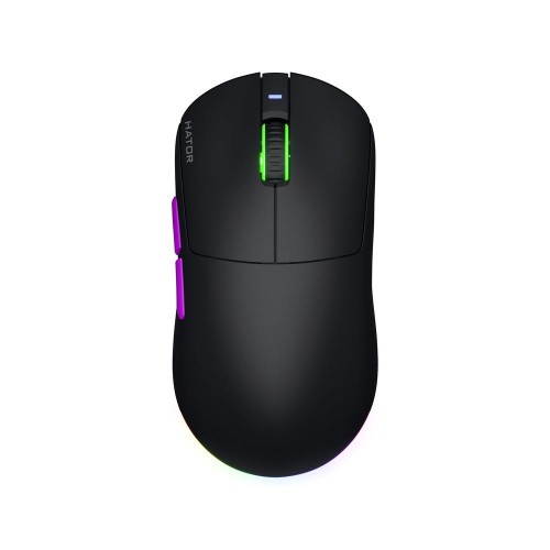 Mysz bezprzewodowa Hator QUASAR 3 ULTRA HTM770 8K optyczna 30000dpi 2.4 GHz + Bluetooth AKUMULATOR 6 przycisków Gaming RGB PixArt PAW 3950 czarna - 2737710
