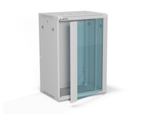 ALANTEC Szafa wisząca 19" 18U 600x450, drzwi szklane, kolor szary, do samodzielnego montażu - Flat Pack (SW-18U-600-450-01-SF)