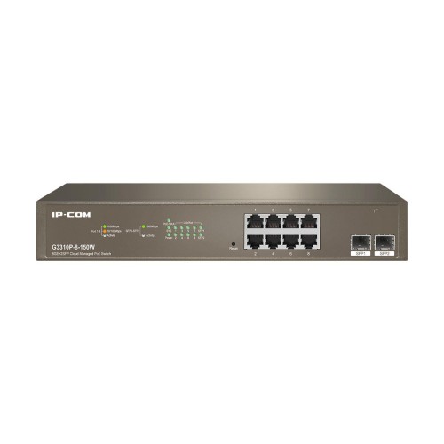Switch zarządzalny IP-COM By Tenda G3310P-8-150W 8x1GbE 2xSFP PoE 150W - 1670488