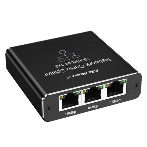 Switch niezarządzalny Qoltec mini rozdzielacz splitter 1x3 port RJ45 | 1000Mbps | USB-C | Aluminium - 2533439