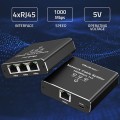Switch niezarządzalny Qoltec mini rozdzielacz splitter 1x3 port RJ45 | 1000Mbps | USB-C | Aluminium - 2737271