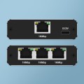 Switch niezarządzalny Qoltec mini rozdzielacz splitter 1x3 port RJ45 | 1000Mbps | USB-C | Aluminium - 2737277