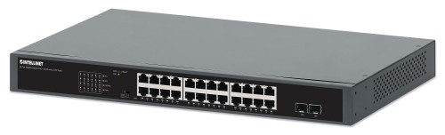 Switch niezarządzalny Intellinet 24x 10/100/1000 Mbps PoE+ 370W + 2x SFP, Rack 19" - 1529327