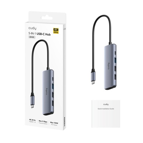 CUDY UH405 Hub 5-IN-1 USB-C z HDMI 4K - 2748556