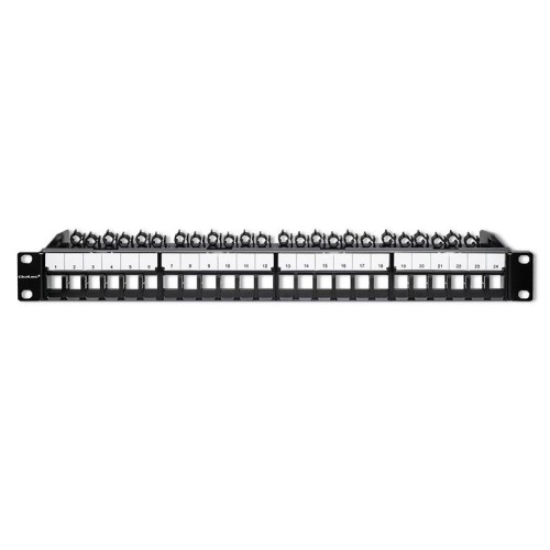 QOLTEC PATCH PANEL DO SZAF RACK 19" | 24 PORTY | 1U | UTP | CZARNY - 1880152