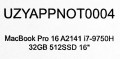 APPLE MacBook Pro 16 A2141 i7-9750H 32GB 512SSD RADEON PRO 5300M 16" 3072x1920 UŻYWANY (qwerty) (WYPRZEDAŻ) - 2767335