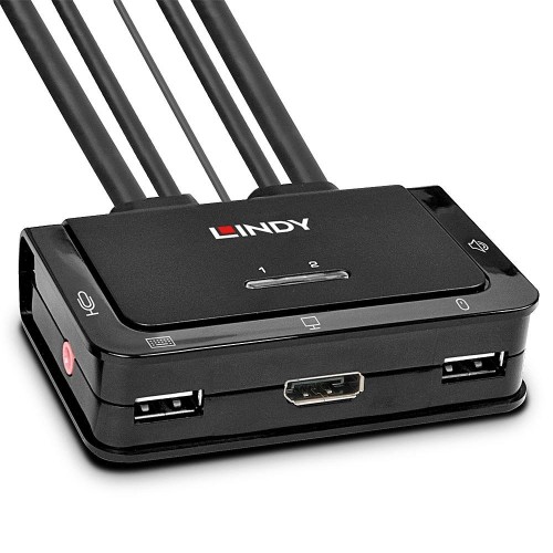 Przełącznik KVM LINDY 2-portowy DisplayPort 1.2, USB 2.0 & Audio - 2776468