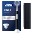 Elektryczna szczoteczka do zębów Oral-B Pro1 Black + TC, Dla dorosłych | Liczba główek szczoteczki w zestawie: 1 | Liczba trybów szczotkowania zębów: 3 | Czarny - 2781361