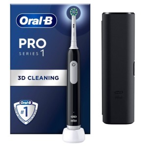 Elektryczna szczoteczka do zębów Oral-B Pro1 Black + TC, Dla dorosłych | Liczba główek szczoteczki w zestawie: 1 | Liczba trybów szczotkowania zębów: 3 | Czarny