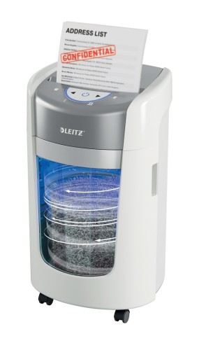 Niszczarka Leitz IQ OptiMax Home Office 225, 15l, P5, 6 kartek, Automatyczny Start/Stop, Funkcja cofania, Obrotowy pojemnik - 33% większa pojemność na ścinki - 2781668