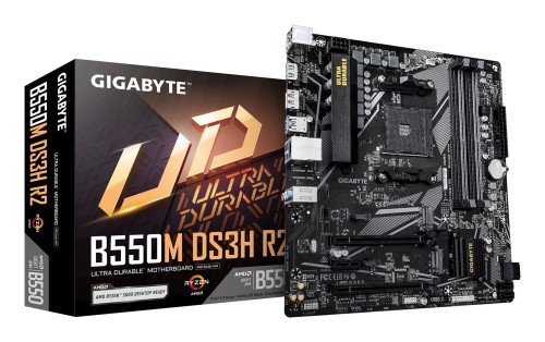 Płyta Gigabyte B550M DS3H R2 /AMD B550/DDR4/SATA3/M.2/USB3.0/PCIe4.0/AM4/mATX - 2681677