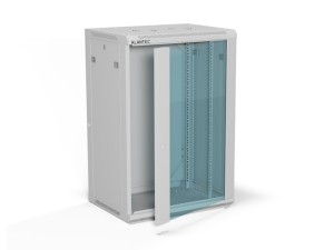 ALANTEC Szafa wisząca 19" 18U 600x450, drzwi szklane,  kolor szary, zmontowana (SW-18U-600-450-01-SA)