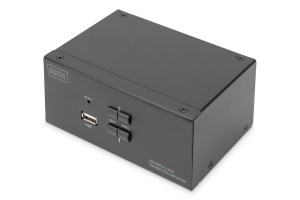 Przełącznik KVM, 2 portowy, 4K 60Hz, 4xDP IN, 2xDP OUT, 2xUSB A, 2x Audio IN&OUT
