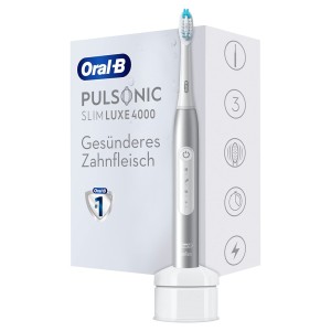Ultradźwiękowa szczoteczka do zębów Oral-B Pulsonic Slim Luxe 4000 - Codzienna pielęgnacja - Sensitive - dla białych zębów - 62000 ruchów na minutę - Platinum - 2 min