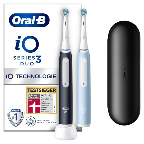 Szczoteczka elektryczna Oral-B iO Series 3n Matt Black/Ice Blue, Rodzaj: Rotacyjna, Zasilanie: Akumulatorowe, Tryby: Wybielanie, Codzienne czyszczenie, Delikatne - 2801922
