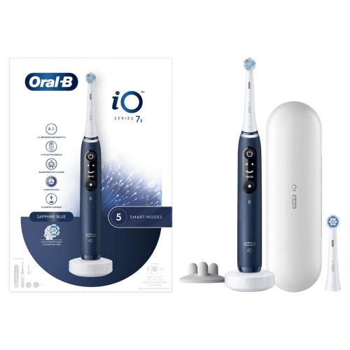 Oral-B iO 7S - Dorosły - Wibracyjna szczoteczka do zębów - Codzienna pielęgnacja - Głębokie czyszczenie - Pielęgnacja dziąseł - Wrażliwe - Wybielanie - Niebieski - Biały - 2 min - Niebieski (613115) - 2801943