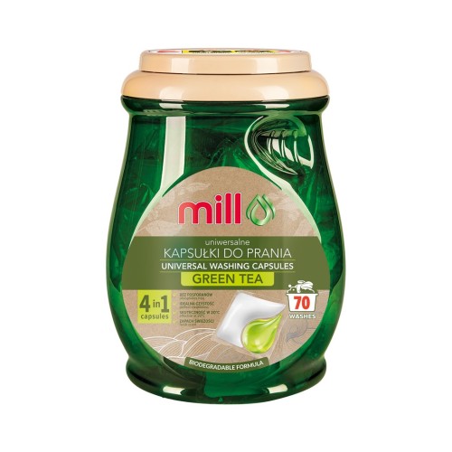 MILL ECO Kapsułki 2k do prania uniw. 2w1 zielona herbata 70szt (opak.zb 4szt.) - 2803009