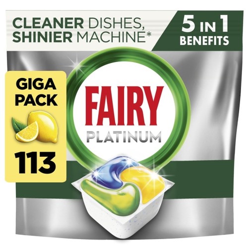 Kapsułki do zmywarki Fairy Platinum All in One Lemon, 113 vnt., citrinu kvapo - 2803018