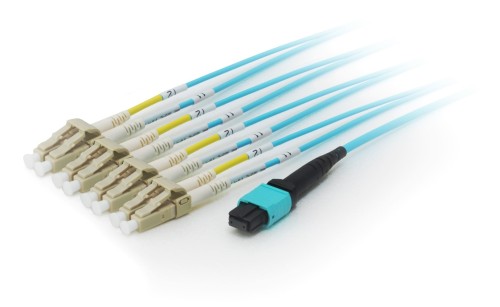 Kabel światłowodowy MTP wielomodowy LC Multi-Mode 15.0m Światłowód 50/125 mikronów OM4 Akwamaryn - 2803855