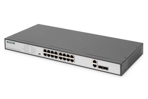 Switch Fast Ethernet PoE z 16 portami PoE + 2 Combo, 250W budżetu PoE - 2804143