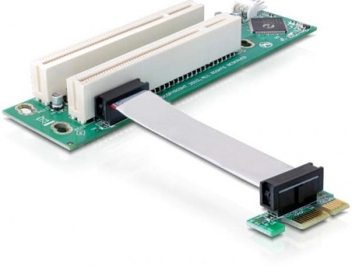 Karta rozszerzeń Delock Riser card PCI Express x1 na 2x PCI 32Bit 5 V z elastycznym kablem 9 cm lewy wstawka - 2804771