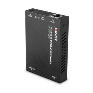 Lindy HDMI i IR over IP Extender - Odbiornik, 1920 x 1080 pikseli, Amplituner AV, 150 m, Przewodowy, HDCP