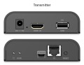 Przedłużacz (extender) po skrętce kat.6 HDMI 4K/60Hz z KVM USB 2.0 przez IP 1G lub do 120m/200m, max. 253 odbiorniki, ekran dotykowy - zestaw - 2804836