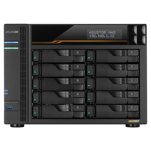 NAS Asustor AS6810T; Tower; 10x (3.5" SATA HDD/ 2.5" SSD); AMD Ryzen Embedded V3C14; 16G ECC DDR5 SODIMM (max. 64GB), 2x 10GbE, 2x 5GbE, 4x M.2 2280 NVMe PCIe 4.0, 2x USB4, 2x USB 3.2 Gen, 1x optional - 2806900