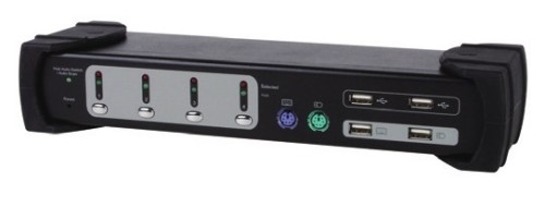 Wyposaż się w 4-portowy monitor Combo - przełącznik KVM/Audio/USB - PS/2, USB - 4 x KVM/Audio - 1 użytkownik lokalny - komputer stacjonarny - 2808469