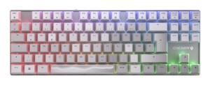 CHERRY MX 8.2 - XAGA Edition - Klawiatura - 80% - TKL - Podświetlenie - Bezprzewodowe - Bluetooth 5.2, 2.4 GHz, USB-C - QWERTZ - Niemiecki - Przełącznik kluczykowy: CHERRY MX2A Niebieski - Biały