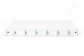 Panel krosowy FO z wyposażeniem 19'' 1U, 6x LC dx, OM3, pigtaile, adaptery, tacki, wysuwany, szary - 2827123