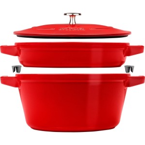 Zestaw 2 naczyń żeliwnych z pokrywką STAUB 40508-384-0 - czerwony 24 cm