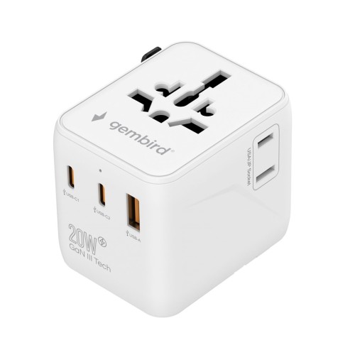 GEMBIRD UNIWERSALNY ADAPTER PODRÓŻNY 20 W, BIAŁY - 2815052