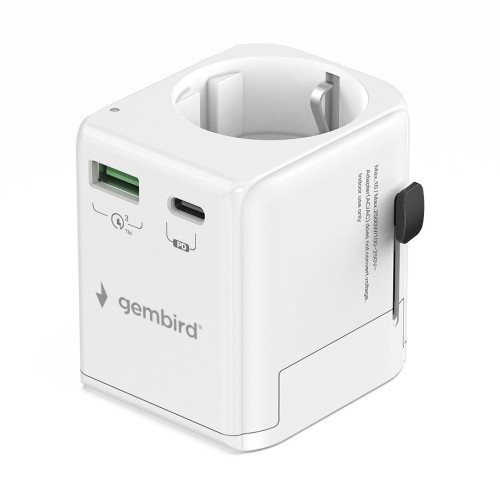 GEMBIRD UNIWERSALNY ADAPTER PODRÓŻNY Z UZIEMIENIEM 20 W, BIAŁY - 2815086