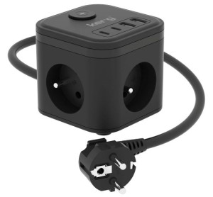 kerg smart – kostka zasilająca 3-gniazdowa + ładowarka USB-A+USB-C 1,5m 3×1,5mm2 H05VV-F 16A/250V~