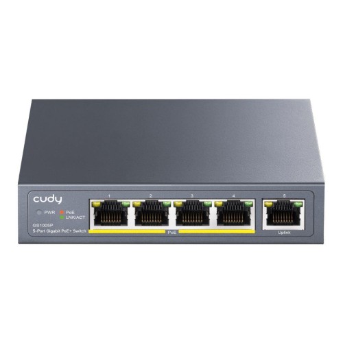 Switch niezarządzalny Cudy GS1005P 5x10/100/1000Mbps POE+ 60W - 1879685