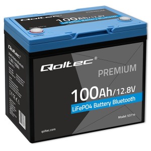 Akumulator LiFePO4 Qoltec Litowo-Żelazowo-Fosforanowy | 12.8V | 100Ah | 1280Wh | Bluetooth | BMS
