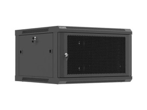 Szafa instalacyjna rack wisząca 19" 6U 600x600 czarna drzwi perforowane Lanberg (flat pack)