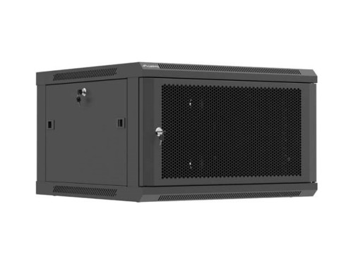 Szafa instalacyjna Rack 19" Lanberg 6U 600x600 wisząca czarna drzwi perforowane (flat pack) - 2809669