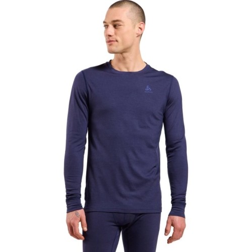 Bielizna termoaktywna z długim rękawem Odlo BL TOP crew neck l/s MERINO 200 roz. L Niebieska - 2785085