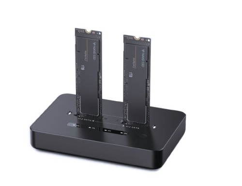 GEMBIRD STACJA DOKUJĄCA PODWÓJNA DO DYSKÓW M.2 SATA I NVME SSD CZARNA - 2824170