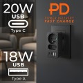 MACLEAN GNIAZDKO PRĄDOWE X2 + 4XUSB, ROZGAŁĘŹNIK Z 2 GNIAZDAMI, 2XUSB A, 2XUSB C PD 20W, 1X16A + 1X6A MCE249 F/B - 2835006