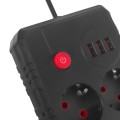 MACLEAN LISTWA ZASILAJĄCA, PRZEDŁUŻACZ 2 GNIAZDA + 3XUSB, 110-240V AC 50/60HZ, 2.1A MAX 2500W, 1.5M, CZARNA MCE387 B - 2835117