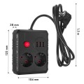 MACLEAN LISTWA ZASILAJĄCA, PRZEDŁUŻACZ 2 GNIAZDA + 3XUSB, 110-240V AC 50/60HZ, 2.1A MAX 2500W, 1.5M, CZARNA MCE387 B - 2835118