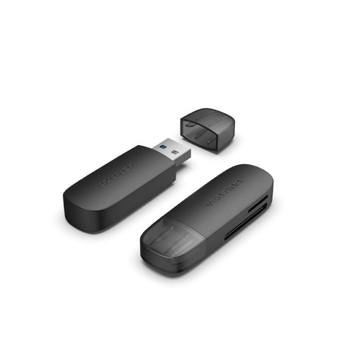 Czytnik kart 2 w 1 USB 3.0 A Vention (SD+TF) czarny Dual Drive Letter - 2837110