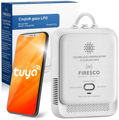 Czujnik gazu LPG Propan-Butan Firesco JY-ZL2010W z WiFi aplikacja Tuya - 2833597